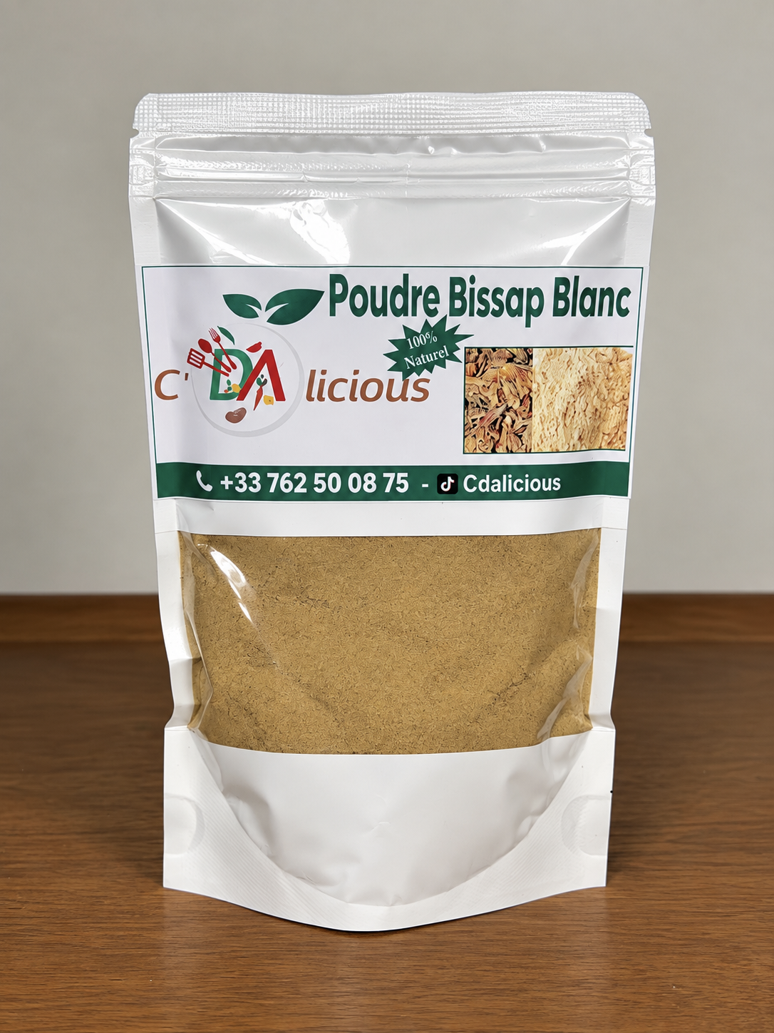 Poudre de bissap blanc (hibiscus) – 250 g